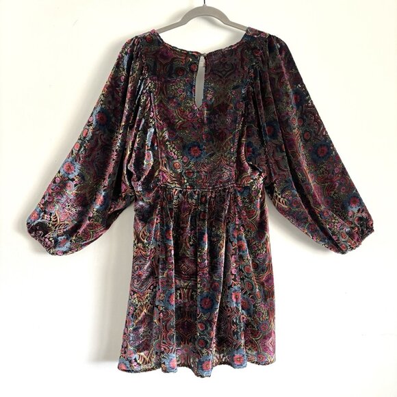 by Anthropologie Mona Burnout Velvet Mini Long Balloon Sleeve Dress Women’s XS - Picture 10 of 11